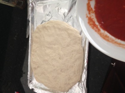 I kneaded and flattened my dough into the desired shape. 